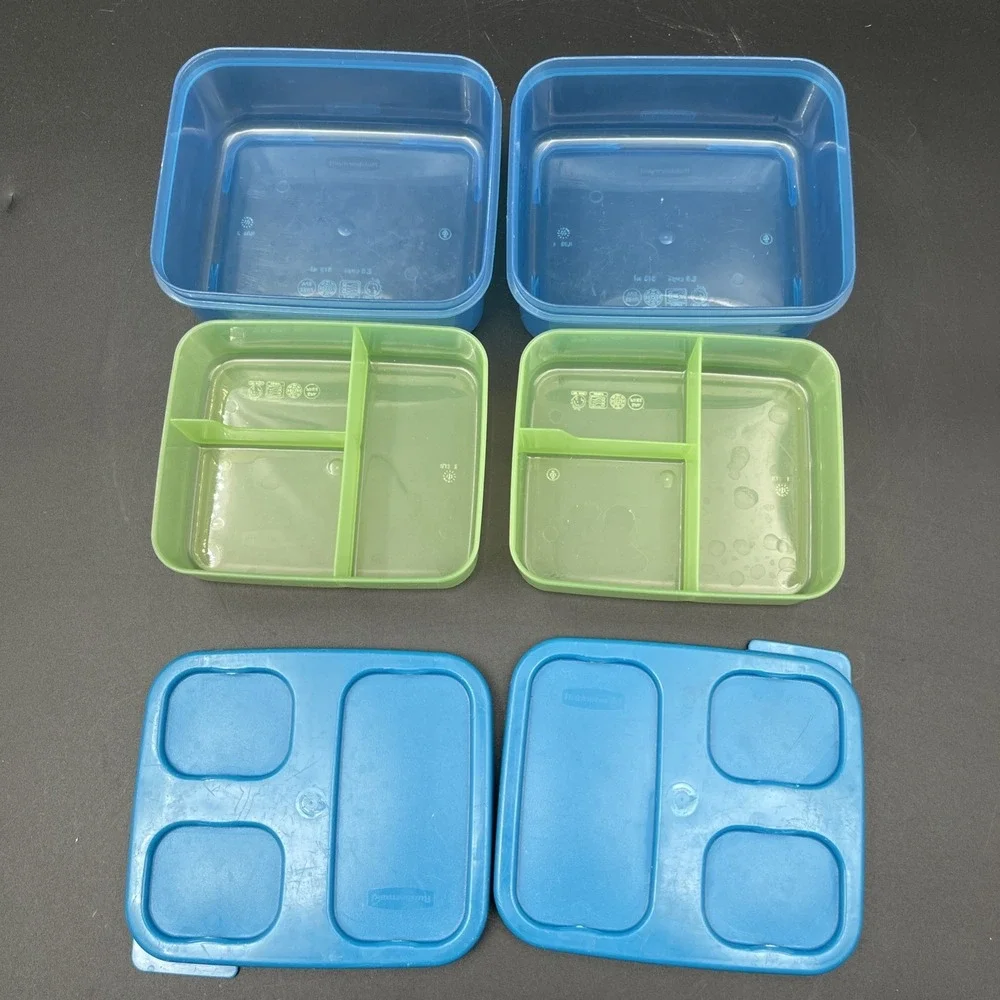 Rubbermaid LunchBlox Entrée Containers 6 Pc Set 2 Lids 2 Dividers BPA Free
